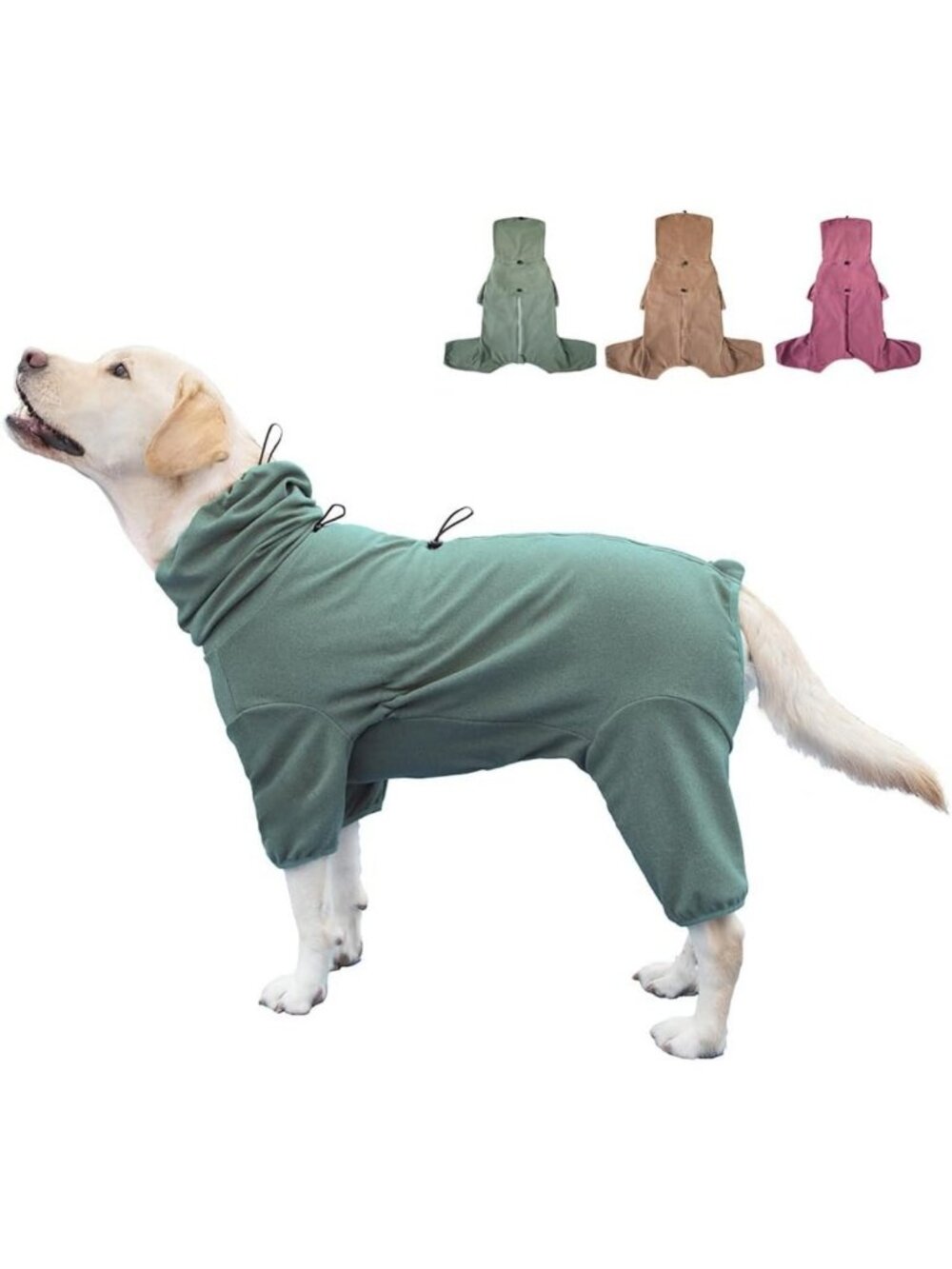 Cozy Dog Pajamas for Large & XL Dogs | Stretchy Four-Legged Jumpsuit, Green 5XL
